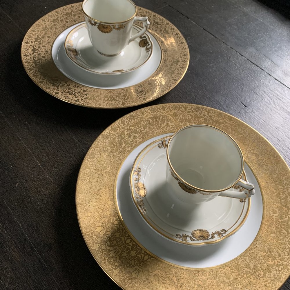 Antique Bernardaud Limoges 2 tea sets 18K gold